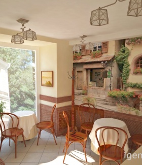 Интерьер кафе, бара, ресторана в Итальянском стиле автор Анна Николаенко (Гайсин) В интерьере использован люстра
