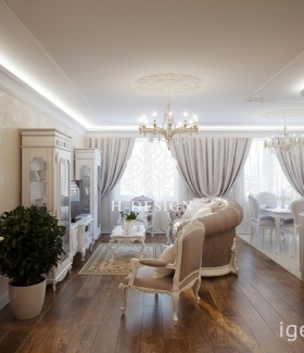 Интерьер квартиры в Классическом стиле автор Мария и Рустам  Хамитовы (Санкт - Петербург) В интерьере использован подсветка