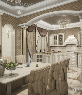 Интерьер кухни в Классическом стиле автор Елена Сапко (Москва) В интерьере использован люстра