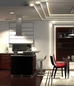 Интерьер кухни в Современном стиле автор Елена Сапко (Москва) В интерьере использован подсветка, подвесная лампа